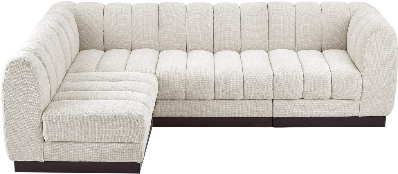 Meridian Furniture - Quinn 101" Cream Chenille Fabric Upholstered 4pc. Sectional - 124Cream-Sec4A - GreatFurnitureDeal