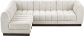 Meridian Furniture - Quinn 101" Cream Chenille Fabric Upholstered 4pc. Sectional - 124Cream-Sec4A - GreatFurnitureDeal
