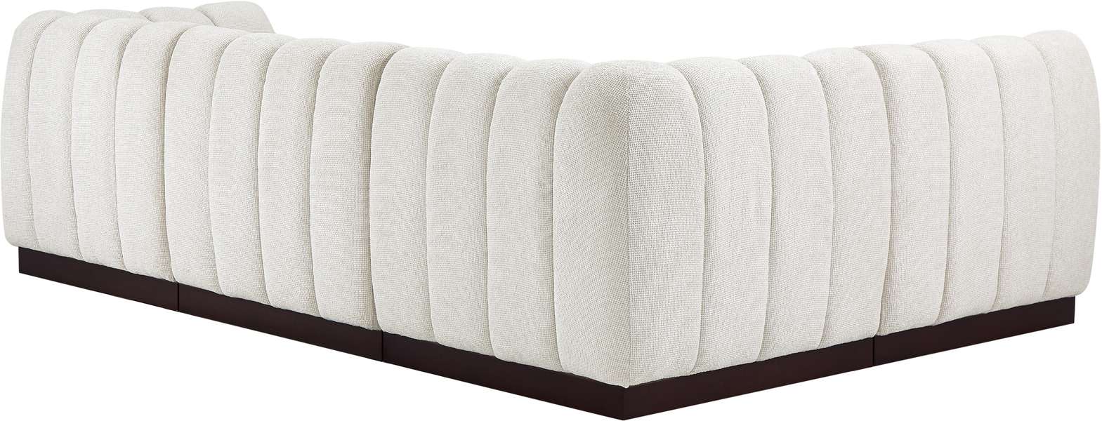 Meridian Furniture - Quinn 101" Cream Chenille Fabric Upholstered 4pc. Sectional - 124Cream-Sec4A - GreatFurnitureDeal
