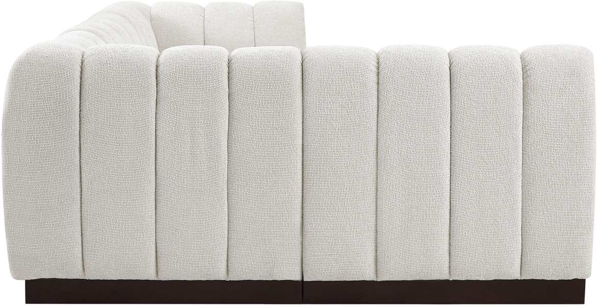 Meridian Furniture - Quinn 101" Cream Chenille Fabric Upholstered 4pc. Sectional - 124Cream-Sec4A - GreatFurnitureDeal
