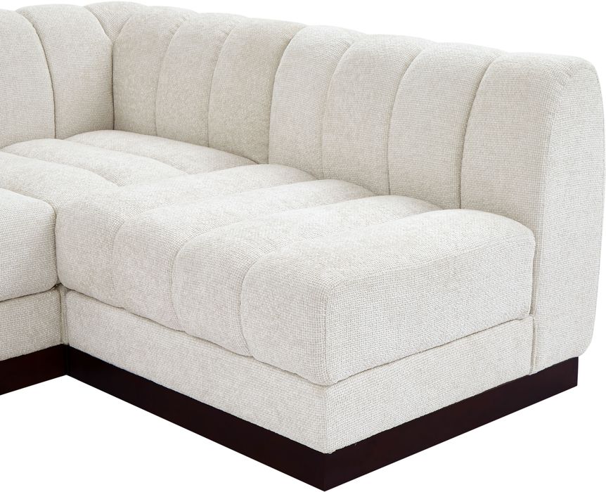 Meridian Furniture - Quinn 101" Cream Chenille Fabric Upholstered 4pc. Sectional - 124Cream-Sec4A - GreatFurnitureDeal