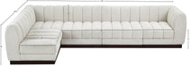 Meridian Furniture - Quinn 133" Cream Chenille Fabric Upholstered 5pc. Sectional - 124Cream-Sec5A - GreatFurnitureDeal