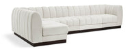 Meridian Furniture - Quinn 133" Cream Chenille Fabric Upholstered 5pc. Sectional - 124Cream-Sec5A - GreatFurnitureDeal