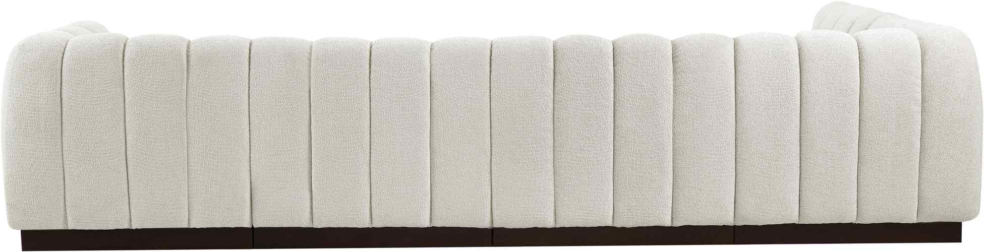 Meridian Furniture - Quinn 133" Cream Chenille Fabric Upholstered 5pc. Sectional - 124Cream-Sec5A - GreatFurnitureDeal