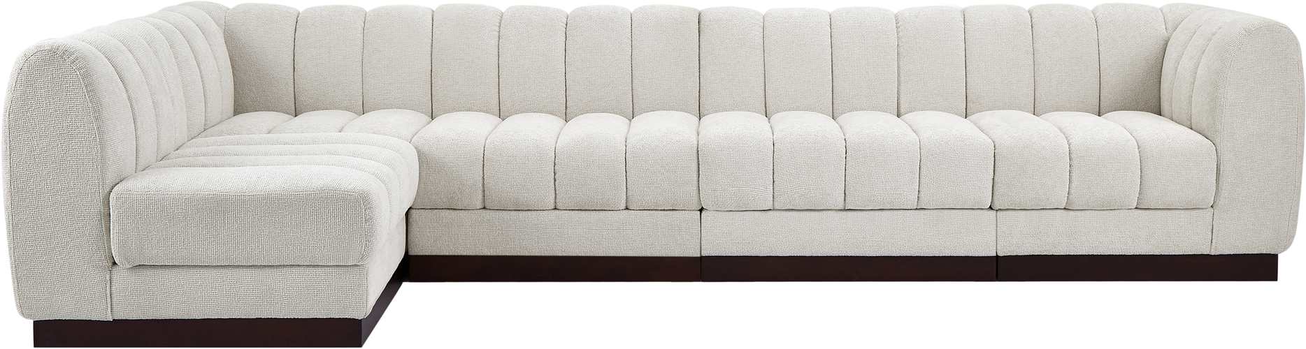 Meridian Furniture - Quinn 133" Cream Chenille Fabric Upholstered 5pc. Sectional - 124Cream-Sec5A - GreatFurnitureDeal