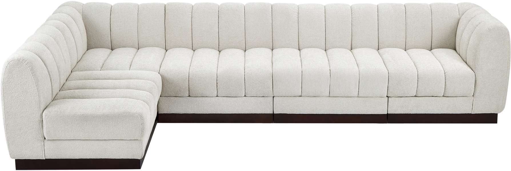 Meridian Furniture - Quinn 133" Cream Chenille Fabric Upholstered 5pc. Sectional - 124Cream-Sec5A - GreatFurnitureDeal