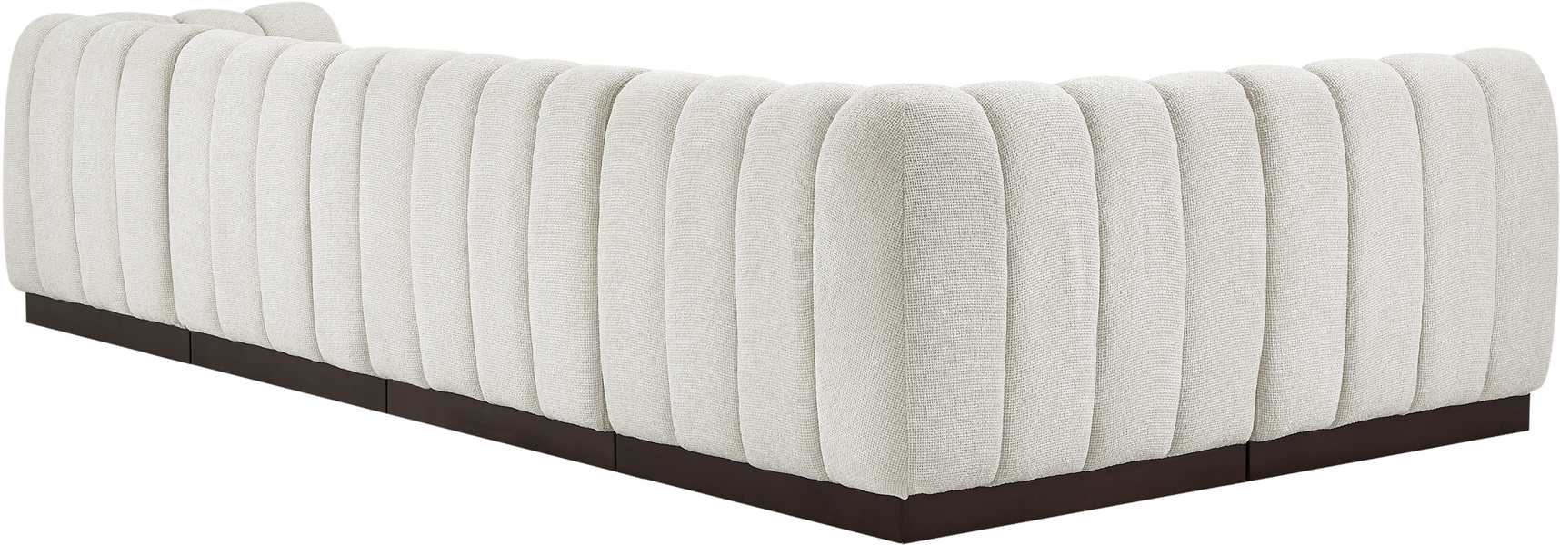 Meridian Furniture - Quinn 133" Cream Chenille Fabric Upholstered 5pc. Sectional - 124Cream-Sec5A - GreatFurnitureDeal