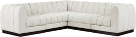 Meridian Furniture - Quinn 101" Cream Chenille Fabric Upholstered 5pc. Sectional - 124Cream-Sec5C - GreatFurnitureDeal