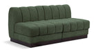 Meridian Furniture - Quinn 64" Green Chenille Fabric Upholstered 2pc. Armless Loveseat - 124Green-S64 - GreatFurnitureDeal
