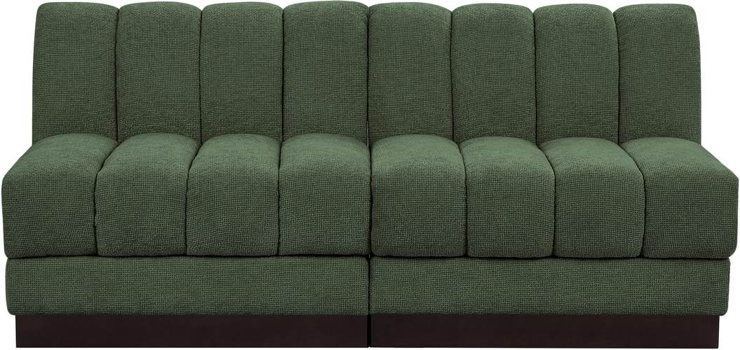 Meridian Furniture - Quinn 64" Green Chenille Fabric Upholstered 2pc. Armless Loveseat - 124Green-S64 - GreatFurnitureDeal