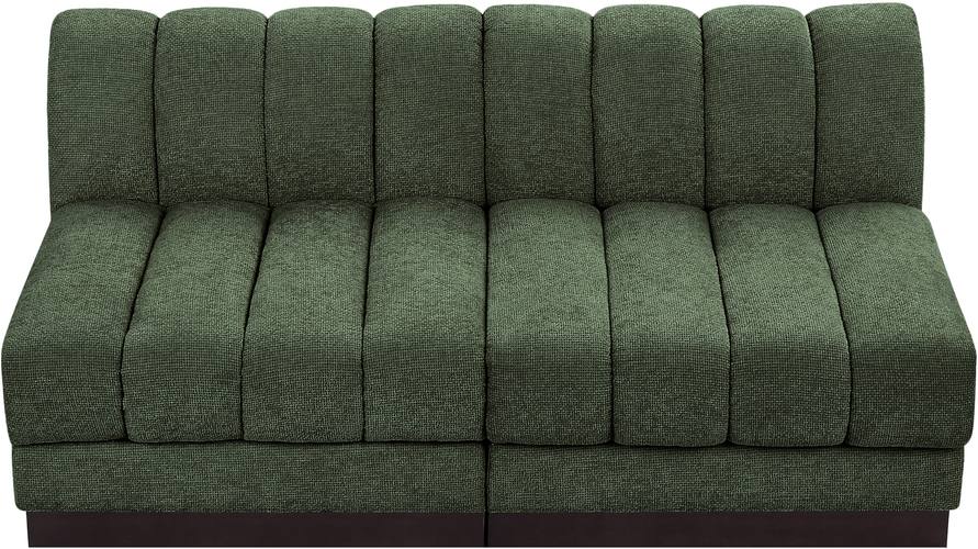 Meridian Furniture - Quinn 64" Green Chenille Fabric Upholstered 2pc. Armless Loveseat - 124Green-S64 - GreatFurnitureDeal