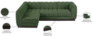 Meridian Furniture - Quinn 101" Green Chenille Fabric Upholstered 4pc. Sectional - 124Green-Sec4A - GreatFurnitureDeal
