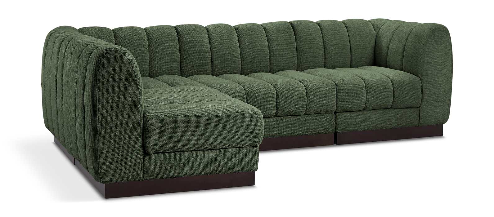 Meridian Furniture - Quinn 101" Green Chenille Fabric Upholstered 4pc. Sectional - 124Green-Sec4A - GreatFurnitureDeal