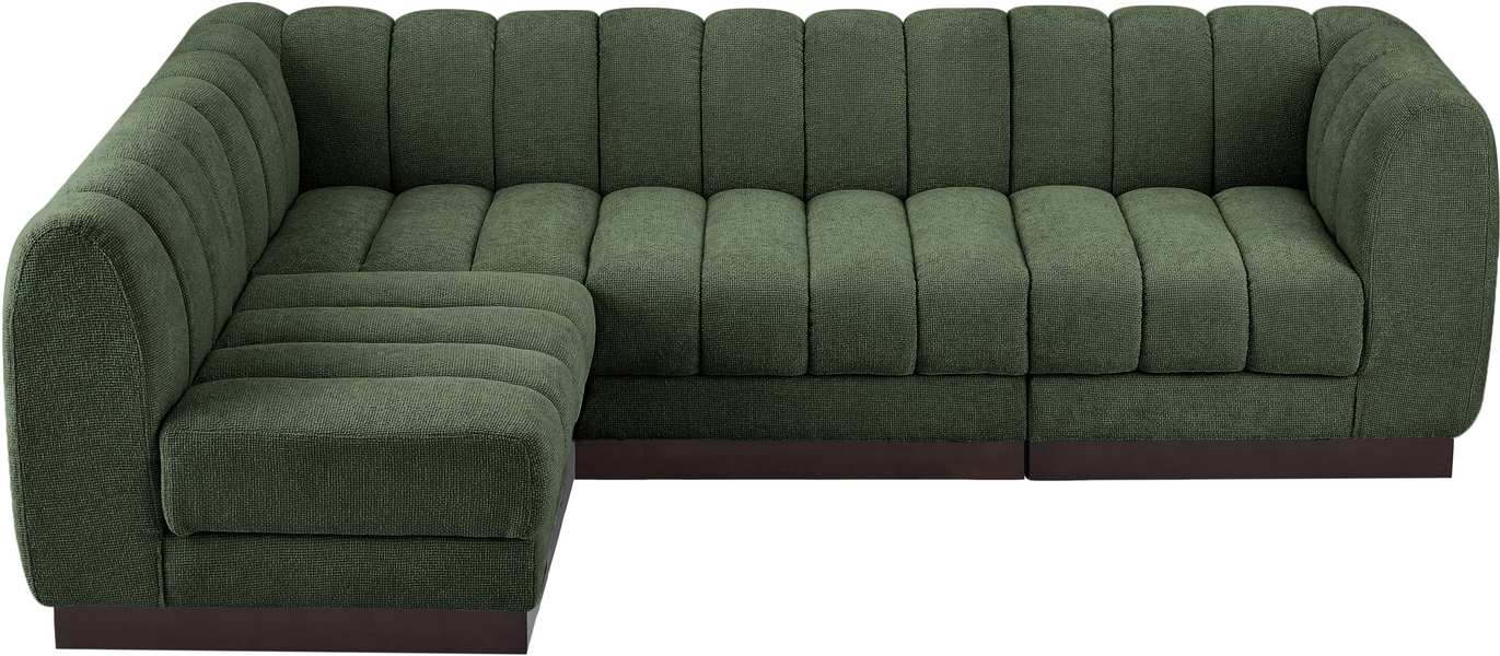 Meridian Furniture - Quinn 101" Green Chenille Fabric Upholstered 4pc. Sectional - 124Green-Sec4A - GreatFurnitureDeal
