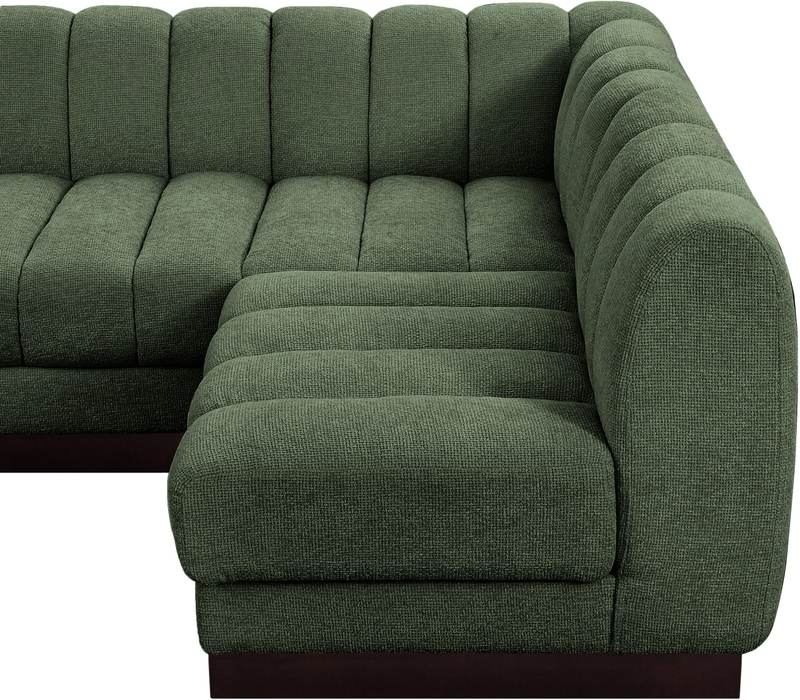 Meridian Furniture - Quinn 133" Green Chenille Fabric Upholstered 5pc. Sectional - 124Green-Sec5A - GreatFurnitureDeal