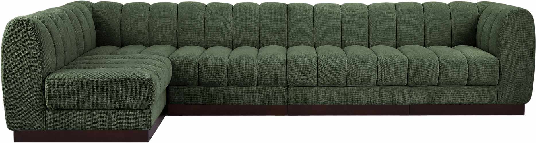 Meridian Furniture - Quinn 133" Green Chenille Fabric Upholstered 5pc. Sectional - 124Green-Sec5A - GreatFurnitureDeal