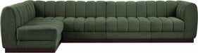 Meridian Furniture - Quinn 133" Green Chenille Fabric Upholstered 5pc. Sectional - 124Green-Sec5A - GreatFurnitureDeal