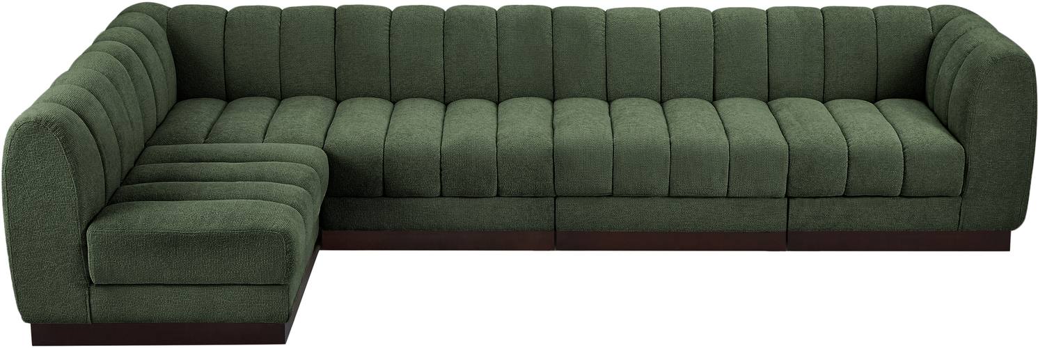 Meridian Furniture - Quinn 133" Green Chenille Fabric Upholstered 5pc. Sectional - 124Green-Sec5A - GreatFurnitureDeal
