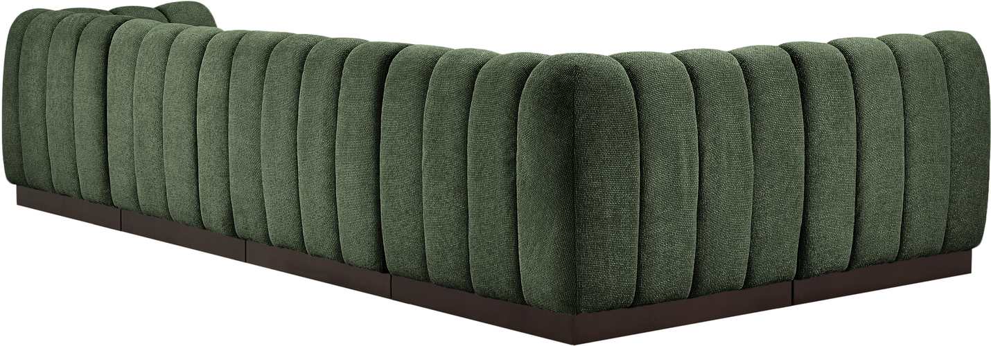 Meridian Furniture - Quinn 133" Green Chenille Fabric Upholstered 5pc. Sectional - 124Green-Sec5A - GreatFurnitureDeal