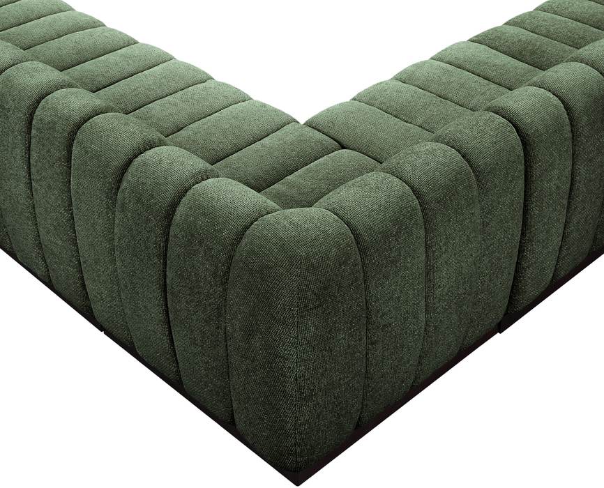 Meridian Furniture - Quinn 197" Green Chenille Fabric Upholstered 7pc. Sectional - 124Green-Sec7B - GreatFurnitureDeal