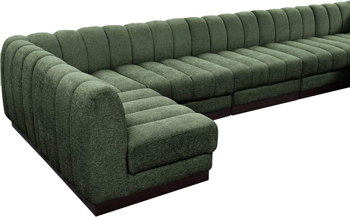 Meridian Furniture - Quinn 197" Green Chenille Fabric Upholstered 7pc. Sectional - 124Green-Sec7B - GreatFurnitureDeal