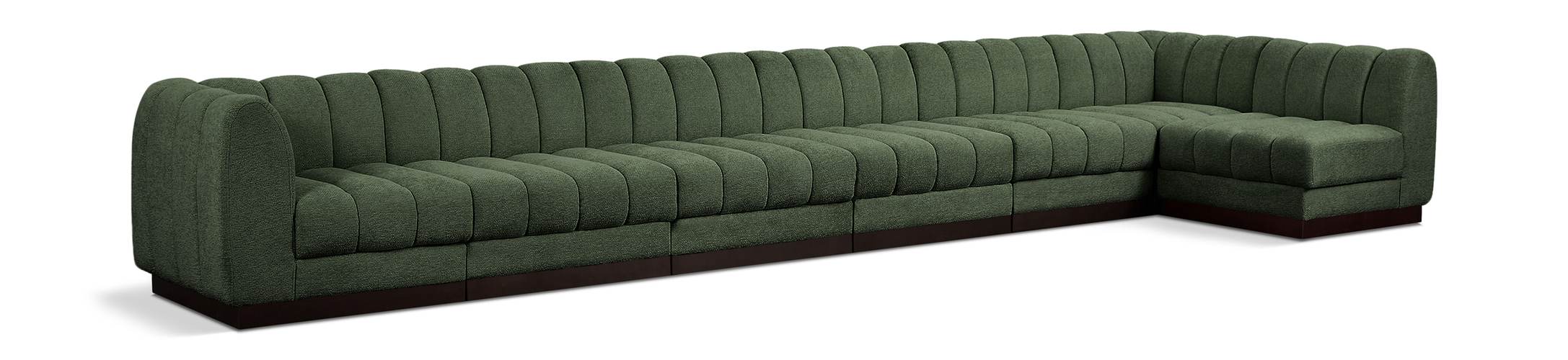 Meridian Furniture - Quinn 197" Green Chenille Fabric Upholstered 7pc. Sectional - 124Green-Sec7B - GreatFurnitureDeal