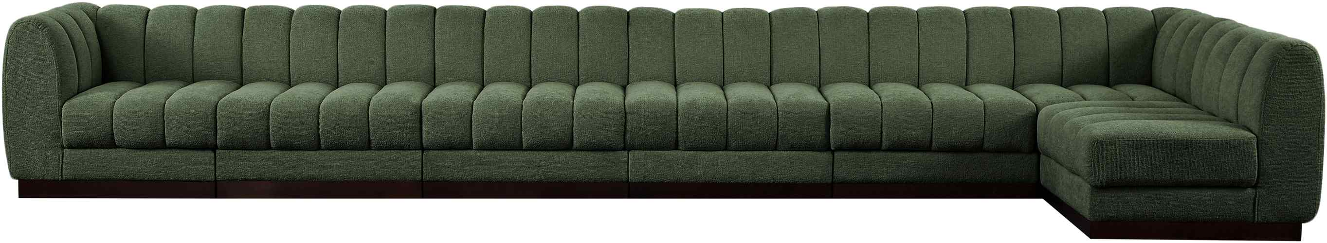 Meridian Furniture - Quinn 197" Green Chenille Fabric Upholstered 7pc. Sectional - 124Green-Sec7B - GreatFurnitureDeal