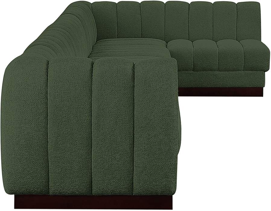 Meridian Furniture - Quinn 197" Green Chenille Fabric Upholstered 7pc. Sectional - 124Green-Sec7B - GreatFurnitureDeal