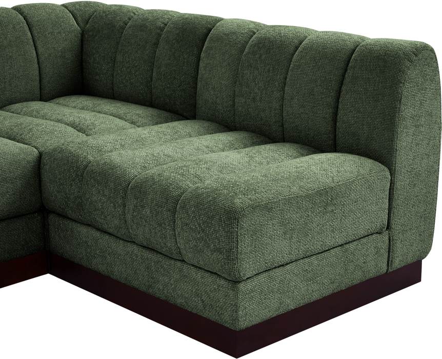 Meridian Furniture - Quinn 197" Green Chenille Fabric Upholstered 7pc. Sectional - 124Green-Sec7B - GreatFurnitureDeal