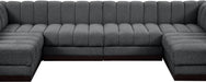 Meridian Furniture - Quinn 133" Grey Chenille Fabric Upholstered 6pc. Sectional - 124Grey-Sec6A - GreatFurnitureDeal