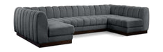 Meridian Furniture - Quinn 133" Grey Chenille Fabric Upholstered 6pc. Sectional - 124Grey-Sec6A - GreatFurnitureDeal