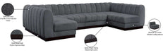 Meridian Furniture - Quinn 133" Grey Chenille Fabric Upholstered 6pc. Sectional - 124Grey-Sec6A - GreatFurnitureDeal