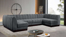 Meridian Furniture - Quinn 133" Grey Chenille Fabric Upholstered 6pc. Sectional - 124Grey-Sec6A - GreatFurnitureDeal