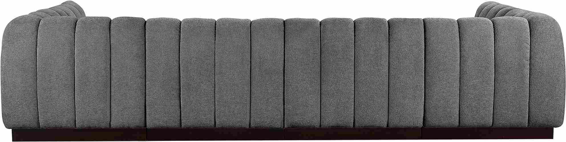 Meridian Furniture - Quinn 133" Grey Chenille Fabric Upholstered 6pc. Sectional - 124Grey-Sec6A - GreatFurnitureDeal