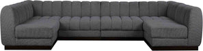 Meridian Furniture - Quinn 133" Grey Chenille Fabric Upholstered 6pc. Sectional - 124Grey-Sec6A - GreatFurnitureDeal