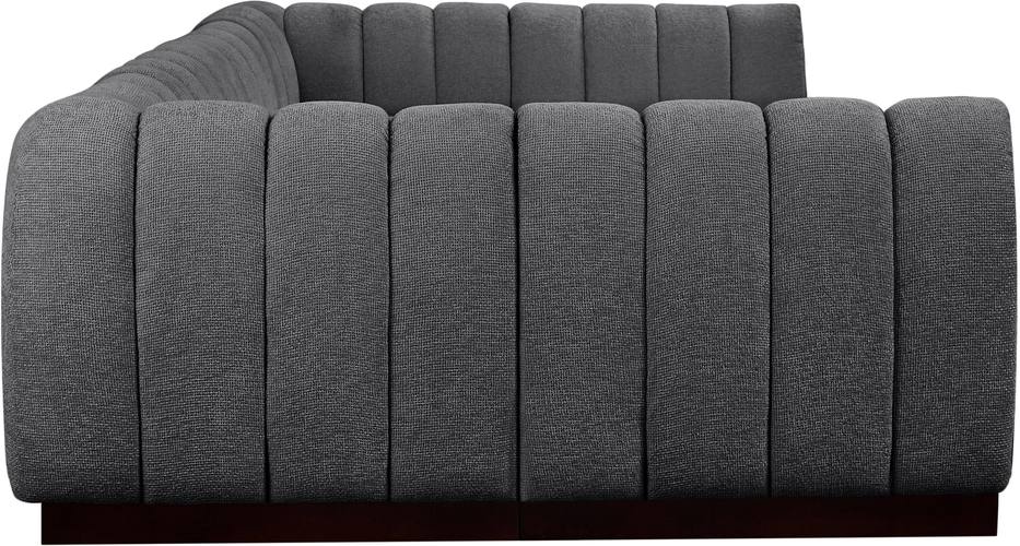 Meridian Furniture - Quinn 133" Grey Chenille Fabric Upholstered 6pc. Sectional - 124Grey-Sec6A - GreatFurnitureDeal