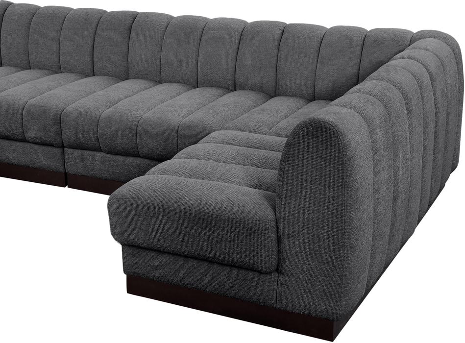 Meridian Furniture - Quinn 197" Grey Chenille Fabric Upholstered 7pc. Sectional - 124Grey-Sec7B - GreatFurnitureDeal