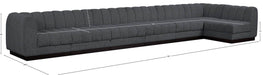 Meridian Furniture - Quinn 197" Grey Chenille Fabric Upholstered 7pc. Sectional - 124Grey-Sec7B - GreatFurnitureDeal