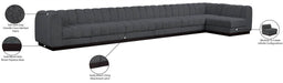 Meridian Furniture - Quinn 197" Grey Chenille Fabric Upholstered 7pc. Sectional - 124Grey-Sec7B - GreatFurnitureDeal