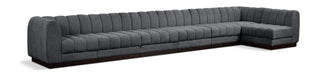 Meridian Furniture - Quinn 197" Grey Chenille Fabric Upholstered 7pc. Sectional - 124Grey-Sec7B - GreatFurnitureDeal