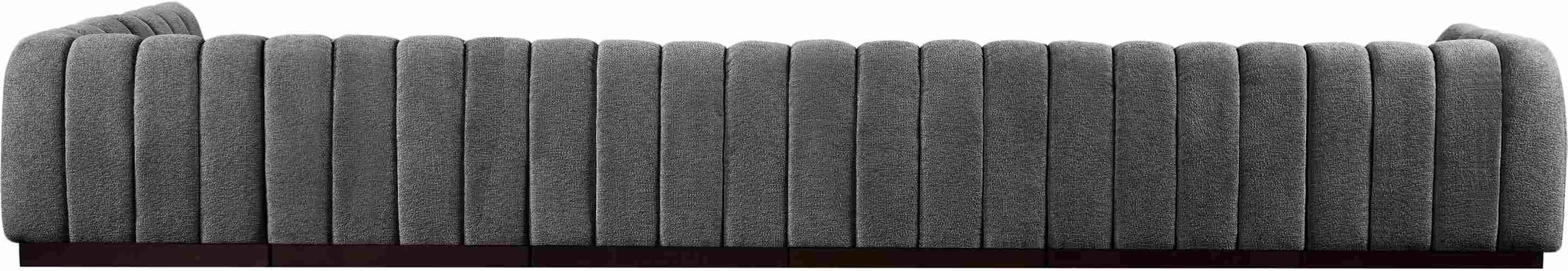 Meridian Furniture - Quinn 197" Grey Chenille Fabric Upholstered 7pc. Sectional - 124Grey-Sec7B - GreatFurnitureDeal