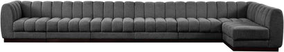 Meridian Furniture - Quinn 197" Grey Chenille Fabric Upholstered 7pc. Sectional - 124Grey-Sec7B - GreatFurnitureDeal