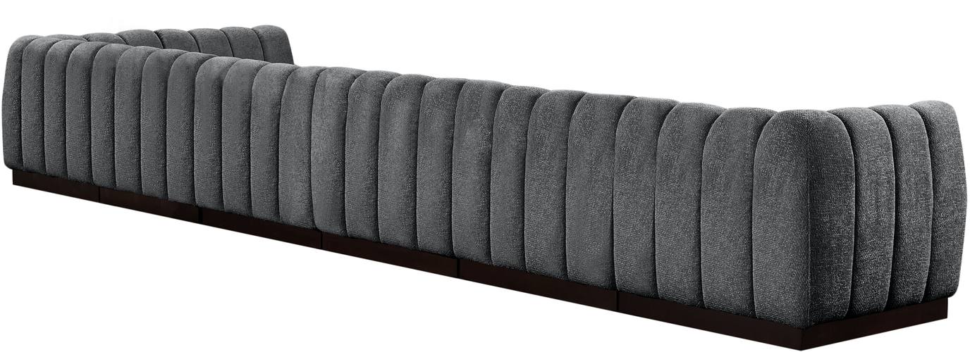 Meridian Furniture - Quinn 197" Grey Chenille Fabric Upholstered 7pc. Sectional - 124Grey-Sec7B - GreatFurnitureDeal