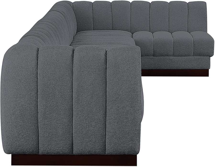Meridian Furniture - Quinn 197" Grey Chenille Fabric Upholstered 7pc. Sectional - 124Grey-Sec7B - GreatFurnitureDeal