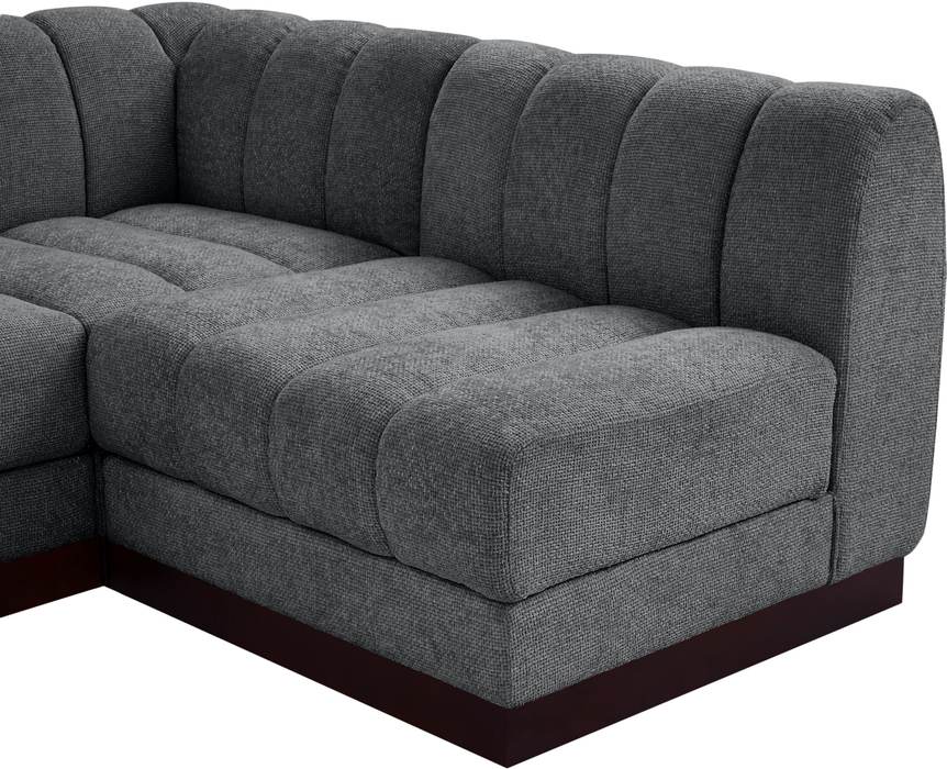 Meridian Furniture - Quinn 197" Grey Chenille Fabric Upholstered 7pc. Sectional - 124Grey-Sec7B - GreatFurnitureDeal