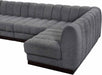 Meridian Furniture - Quinn 229" Grey Chenille Fabric Upholstered 9pc. Sectional - 124Grey-Sec9A - GreatFurnitureDeal