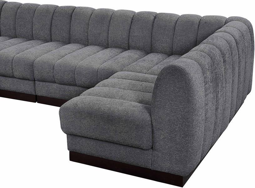 Meridian Furniture - Quinn 229" Grey Chenille Fabric Upholstered 9pc. Sectional - 124Grey-Sec9A - GreatFurnitureDeal