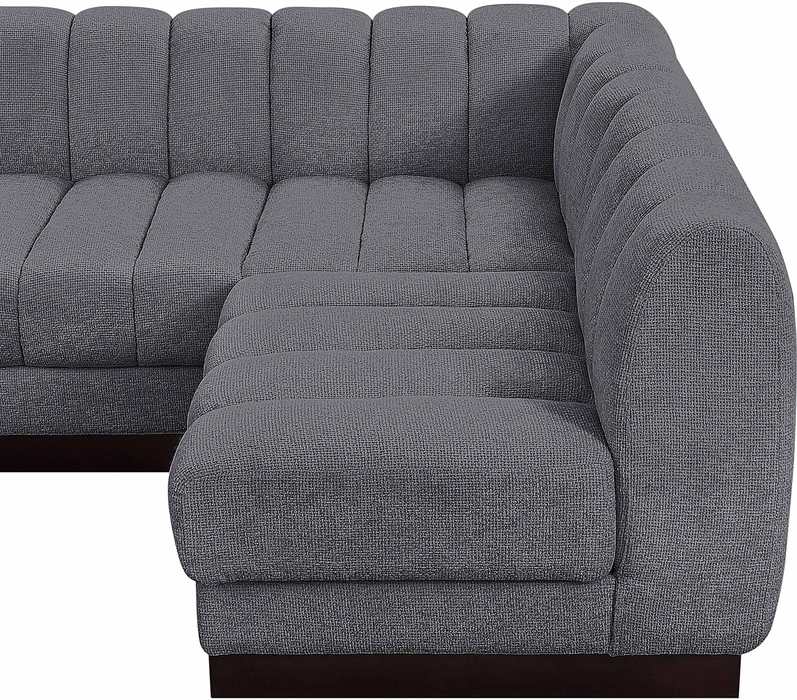 Meridian Furniture - Quinn 229" Grey Chenille Fabric Upholstered 9pc. Sectional - 124Grey-Sec9A - GreatFurnitureDeal