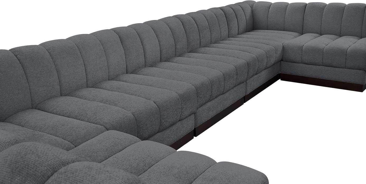 Meridian Furniture - Quinn 229" Grey Chenille Fabric Upholstered 9pc. Sectional - 124Grey-Sec9A - GreatFurnitureDeal
