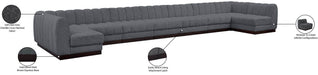 Meridian Furniture - Quinn 229" Grey Chenille Fabric Upholstered 9pc. Sectional - 124Grey-Sec9A - GreatFurnitureDeal